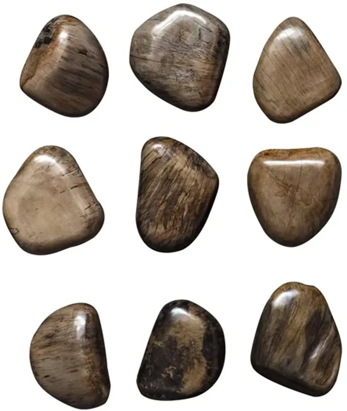 Pebbles Walnut Wood Wall Décor, Set of 9