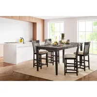 Anni Solid Maple Gathering Table with Auburn Finish + 4 Upholstered Stools by Gascho