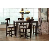Anni Solid Maple Gathering Table with Driftwood Finish + 4 Wood Stools by Gascho