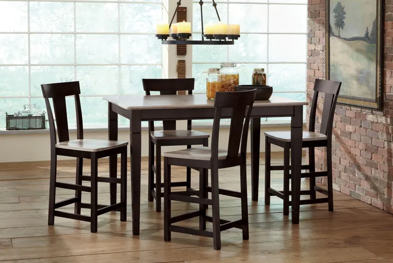 Anni Solid Maple Gathering Table with Driftwood Finish + 4 Wood Stools by Gascho