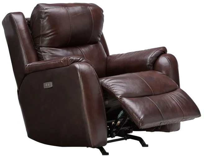 Zeus Chocolate Dual Power Leather Recliner by Southern Motion