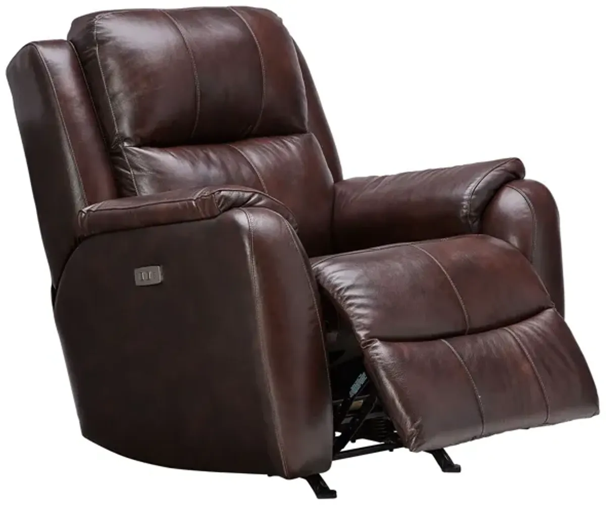 Zeus Chocolate Dual Power Leather Recliner by Southern Motion