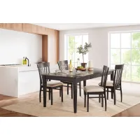Anni Solid Maple Table with Auburn Finish + 4 Upholstered Chairs by Gascho
