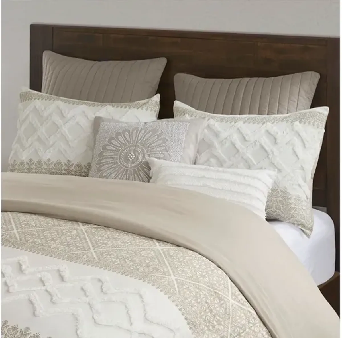 Mila 3-Piece Taupe Queen Comforter Set