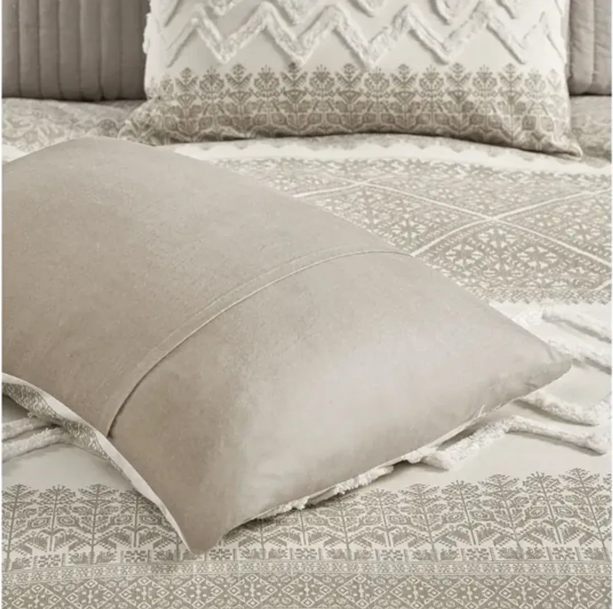 Mila 3-Piece Taupe Queen Comforter Set