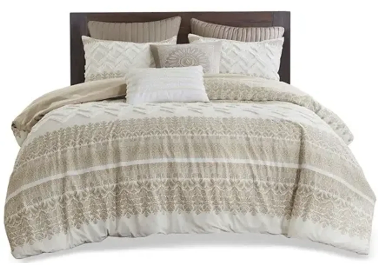 Mila 3-Piece Taupe Queen Comforter Set