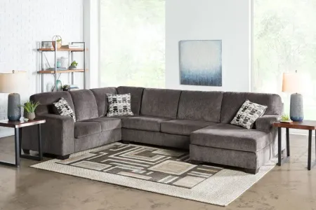 Peyton Smoke 3-Piece Sectional with Right Arm Facing Chaise by Ashley