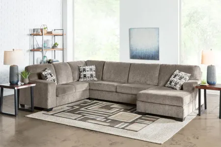 Peyton Platinum 3-Piece Sectional with Right Arm Facing Chaise by Ashley