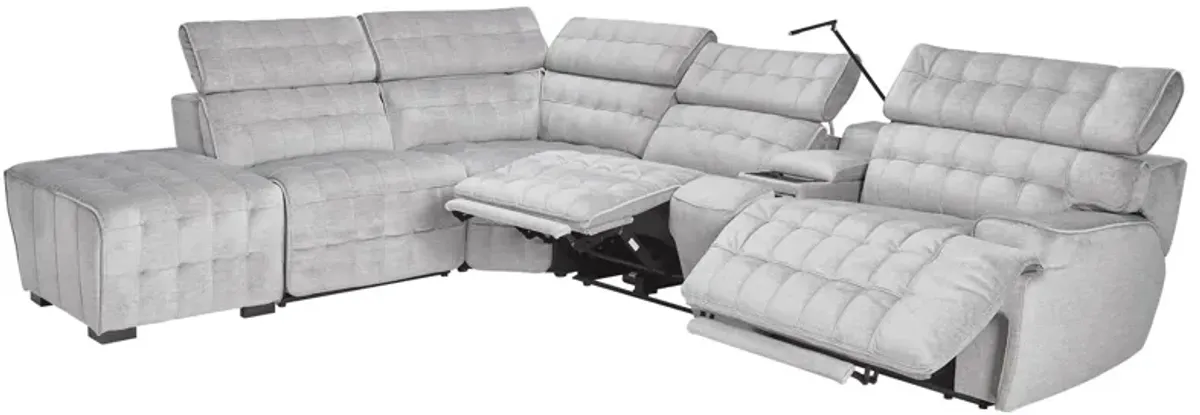 Dexter Zero Gravity Dual Power Reclining 6-Piece Sectional with Left Arm Facing Bump Ottoman