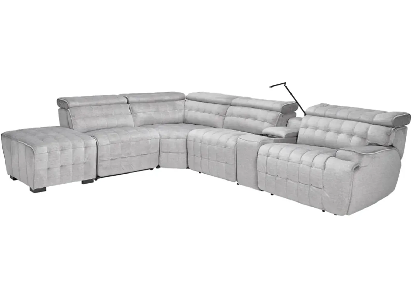 Dexter Zero Gravity Dual Power Reclining 6-Piece Sectional with Left Arm Facing Bump Ottoman