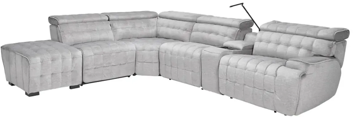 Dexter Zero Gravity Dual Power Reclining 6-Piece Sectional with Left Arm Facing Bump Ottoman