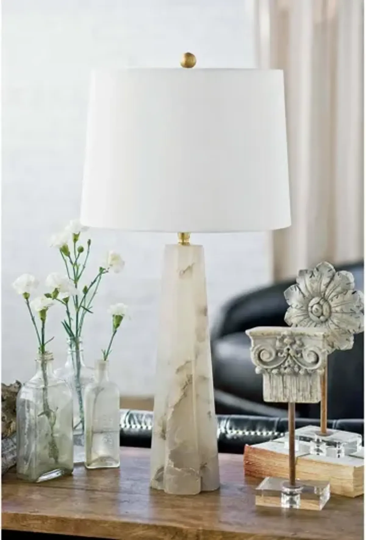 Quatrefoil Small Alabaster Table Lamp by Regina Andrew