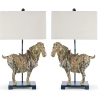Southern Living Dynasty Horse Table Lamps Pair by Regina Andrew
