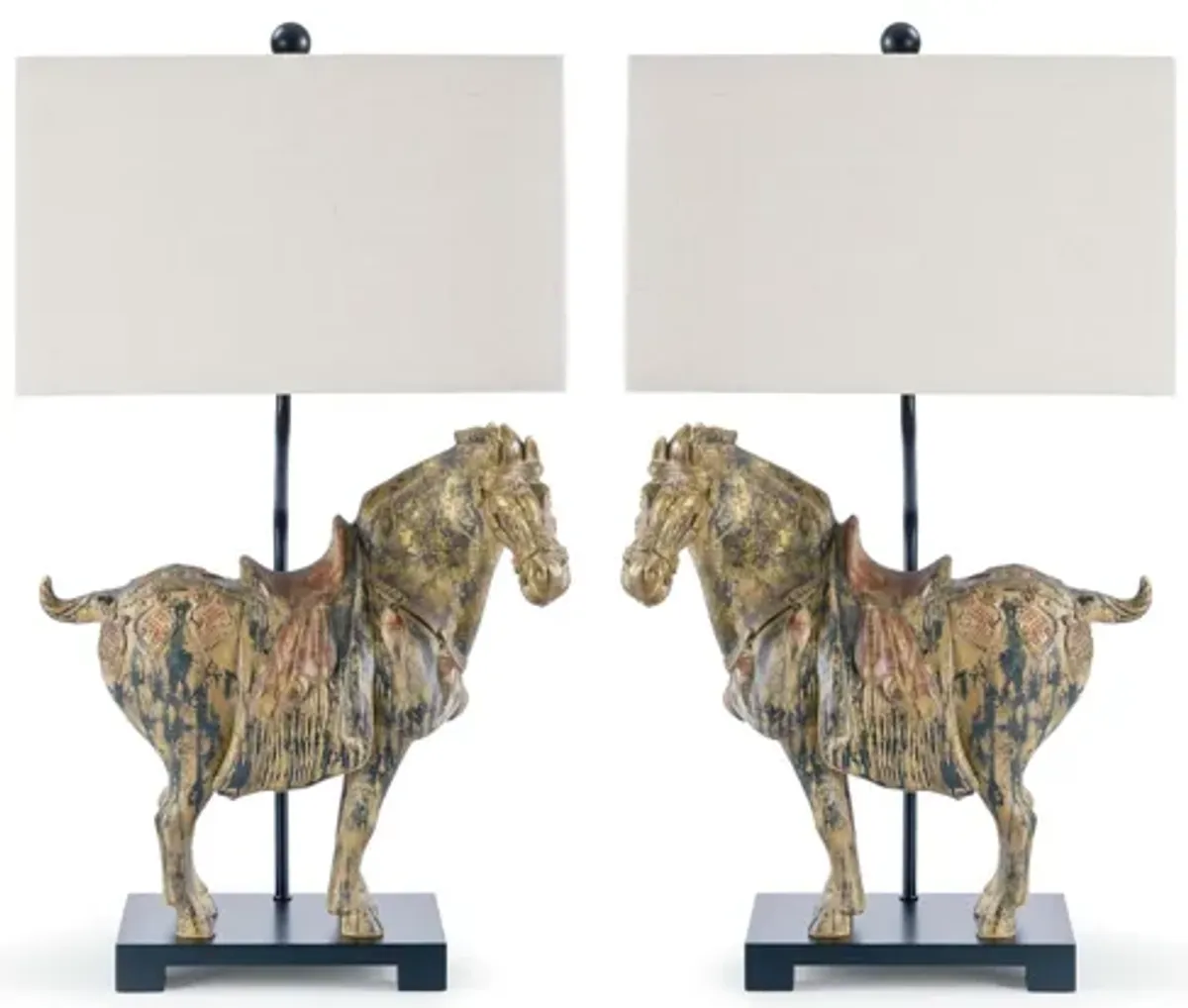 Southern Living Dynasty Horse Table Lamps Pair by Regina Andrew