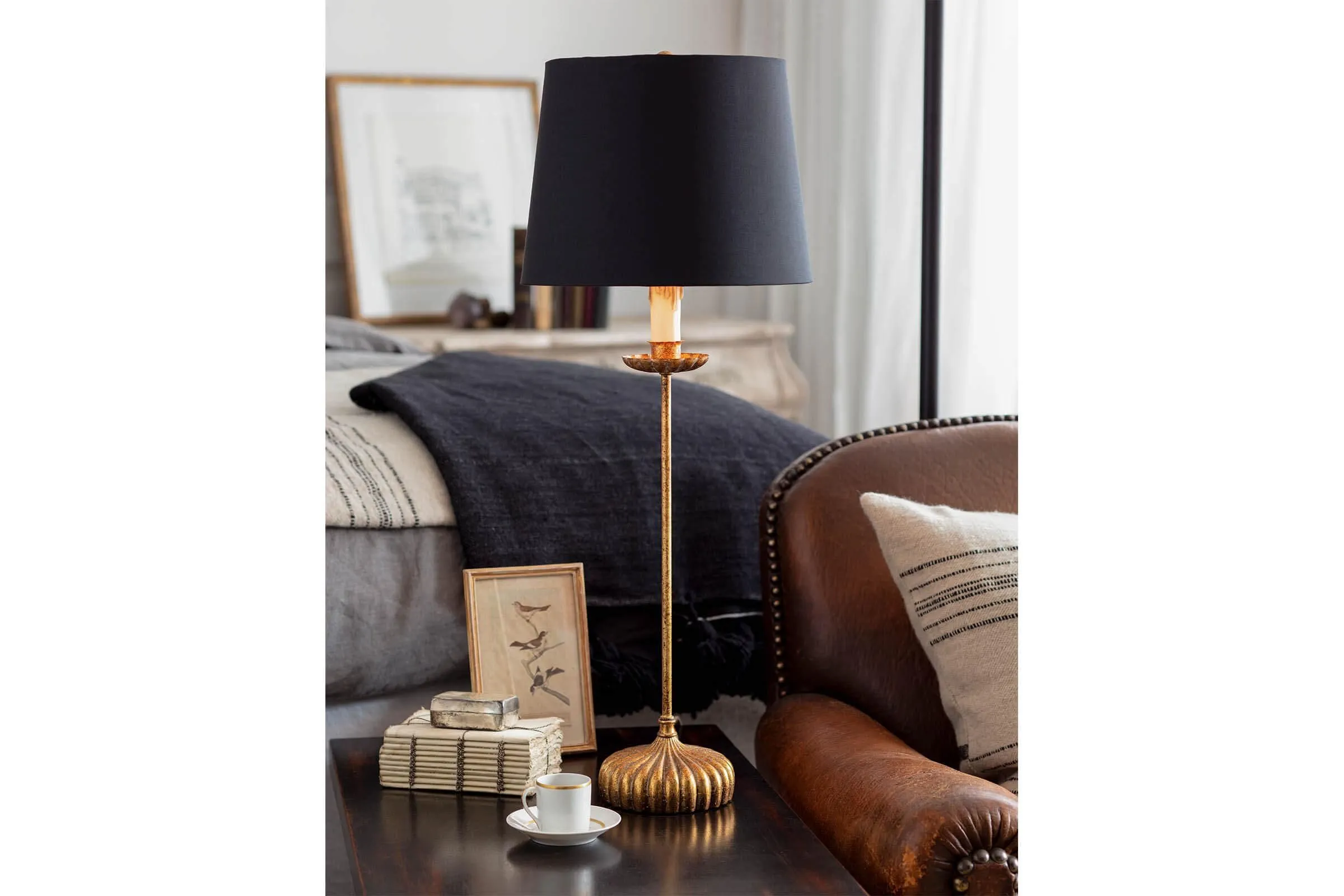 Clove Stem Buffet Table Lamp With Black Shade by Regina Andrew