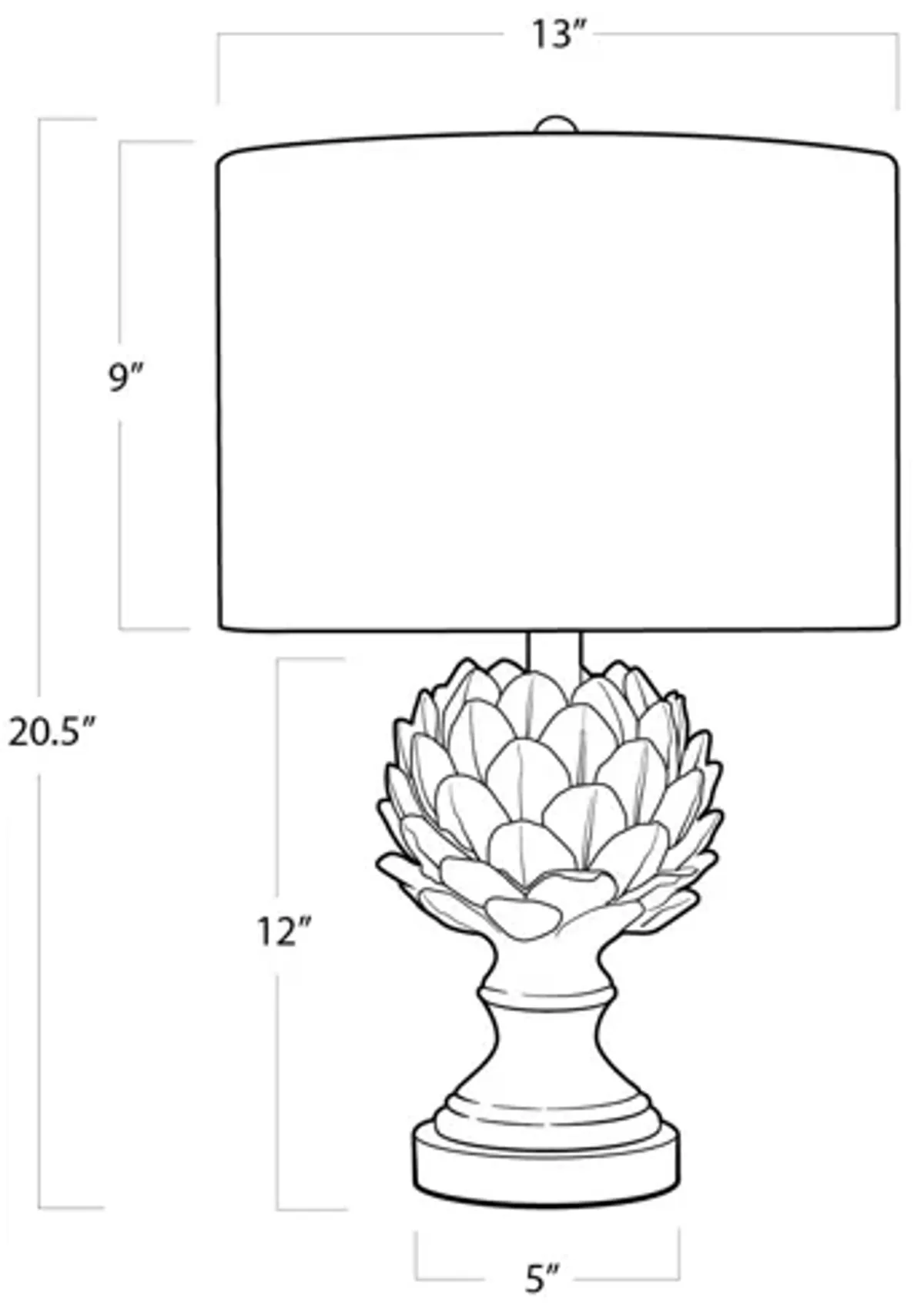 Leafy Artichoke Ceramic Table Lamp by Regina Andrew