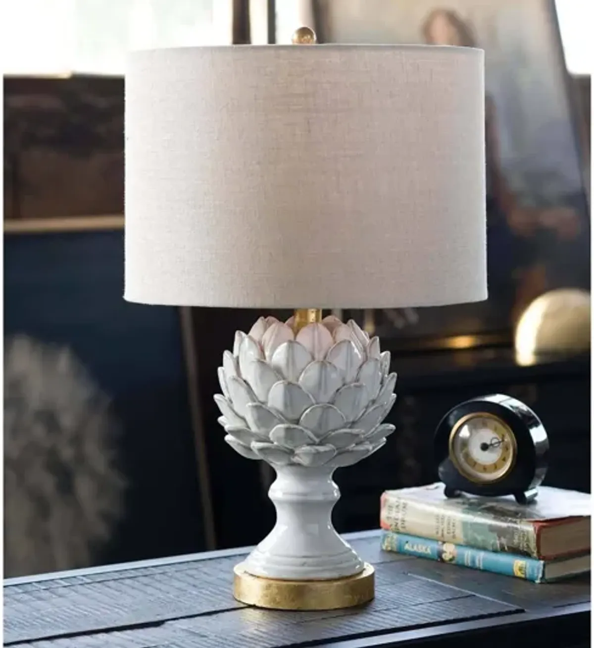 Leafy Artichoke Ceramic Table Lamp by Regina Andrew