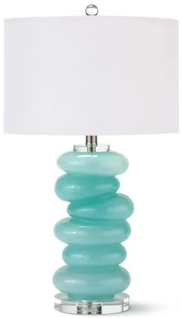 Stacked Aqua Pebble Glass Table Lamp by Regina Andrew