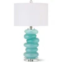 Stacked Aqua Pebble Glass Table Lamp by Regina Andrew