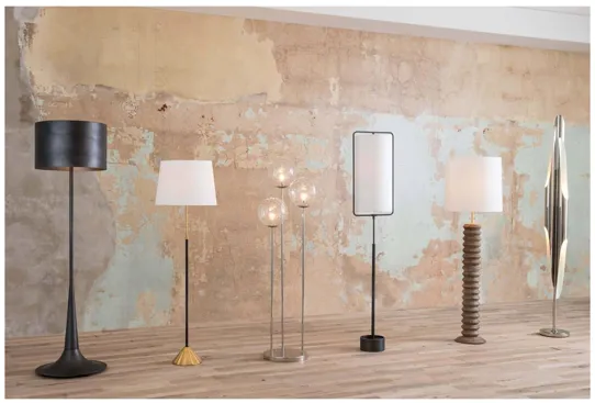 Geo Rectangle Natural Brass Floor Lamp by Regina Andrew