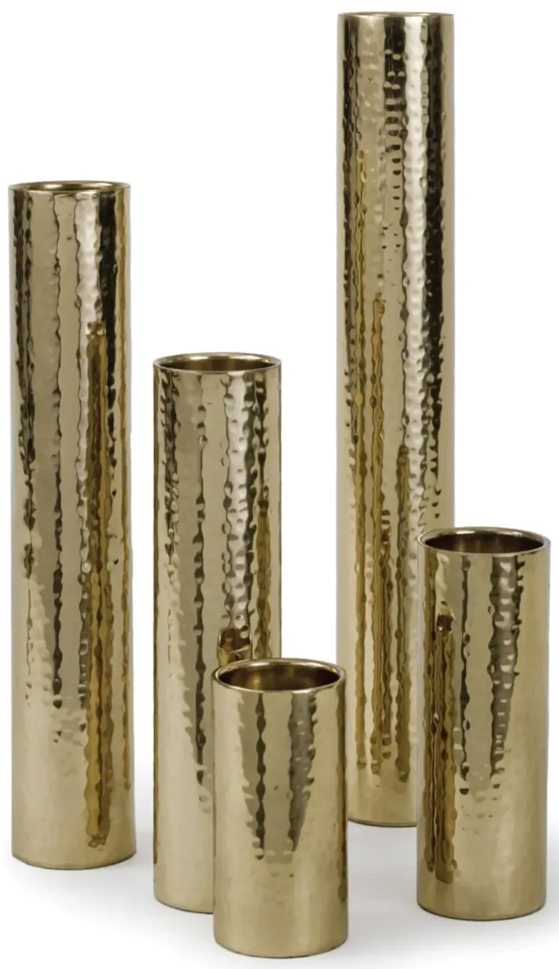 Hammered Polished Brass Bud Vase Set by Regina Andrew