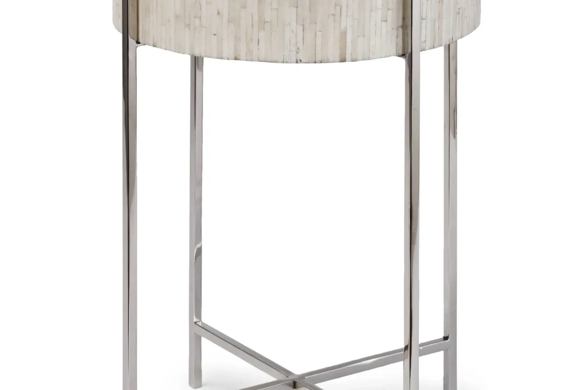 Bone Polished Nickel Drum Table by Regina Andrew