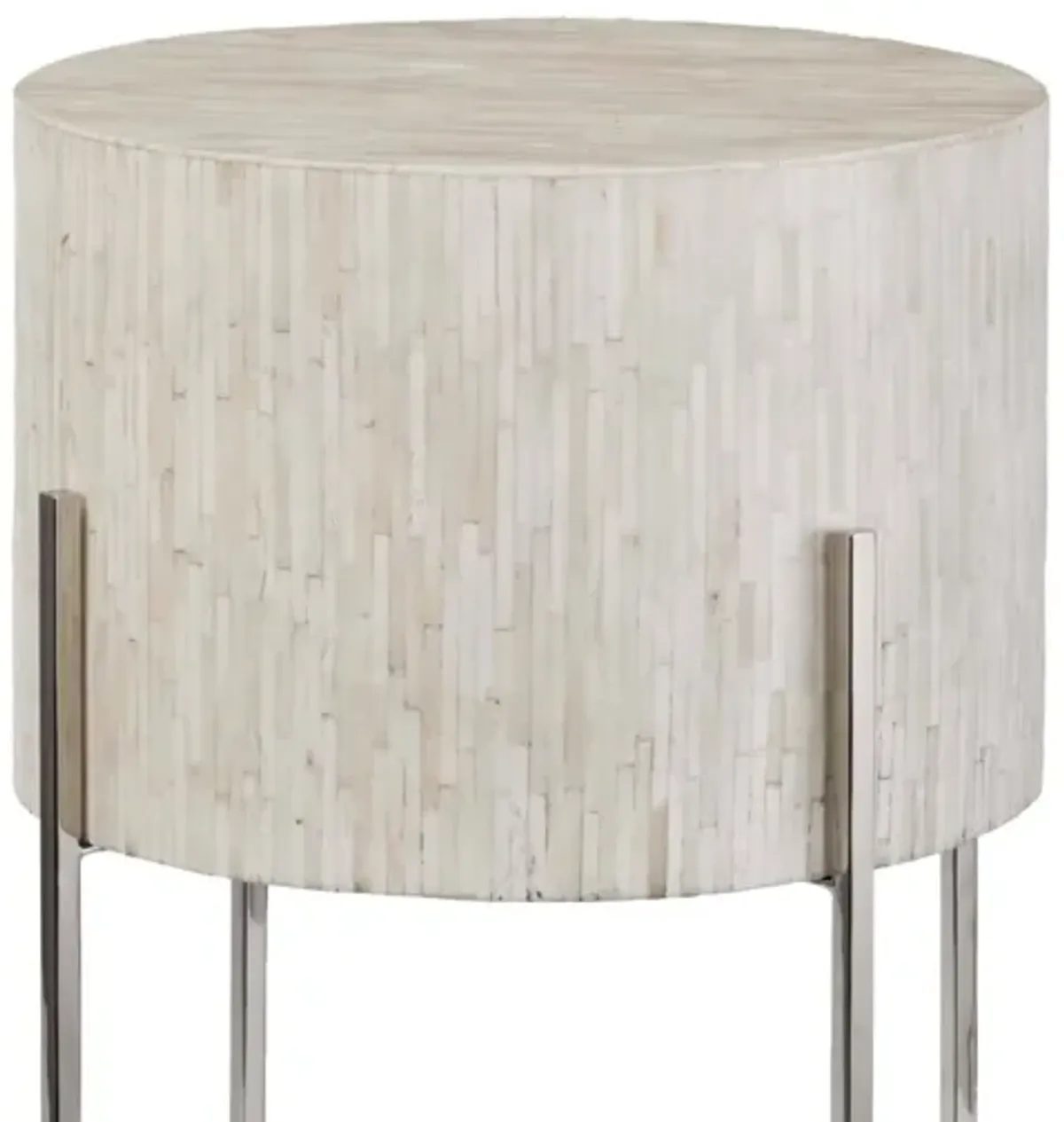 Bone Polished Nickel Drum Table by Regina Andrew