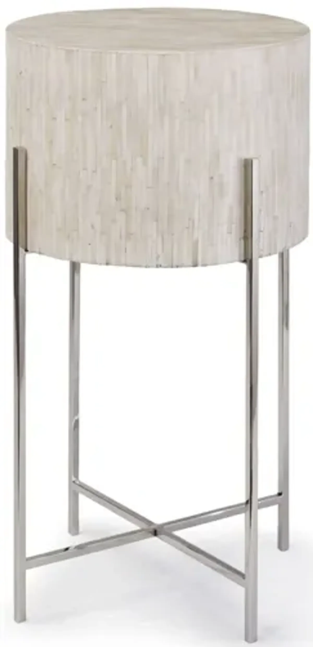 Bone Polished Nickel Drum Table by Regina Andrew