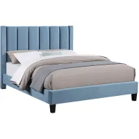 Autumn King Blue Upholstered Bed