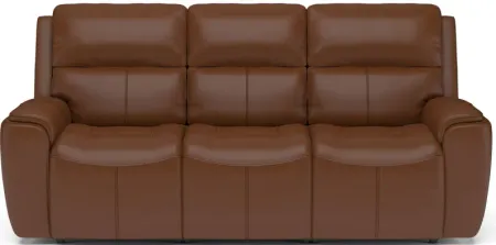 Eli Saddle Dual Power Reclining Leather Sofa by Flexsteel