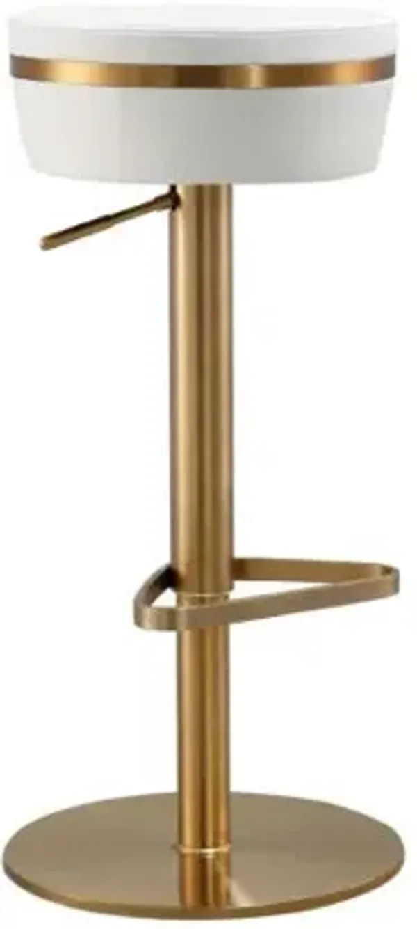 Astro White and Gold Adjustable Stool