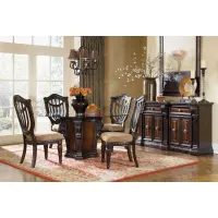 Cabernet Round Table + 4 Wood Side Chairs