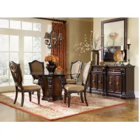Round Table + 4 Upholstered Side Chair