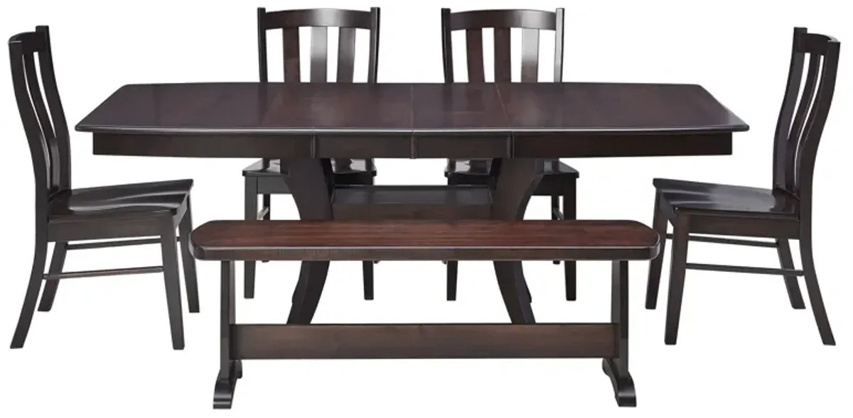 Covina Maple Wood Trestle Bench in Chocolate Finish by Gascho