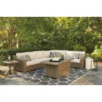 Beachcroft 5-Piece Sectional + Fire Table Set