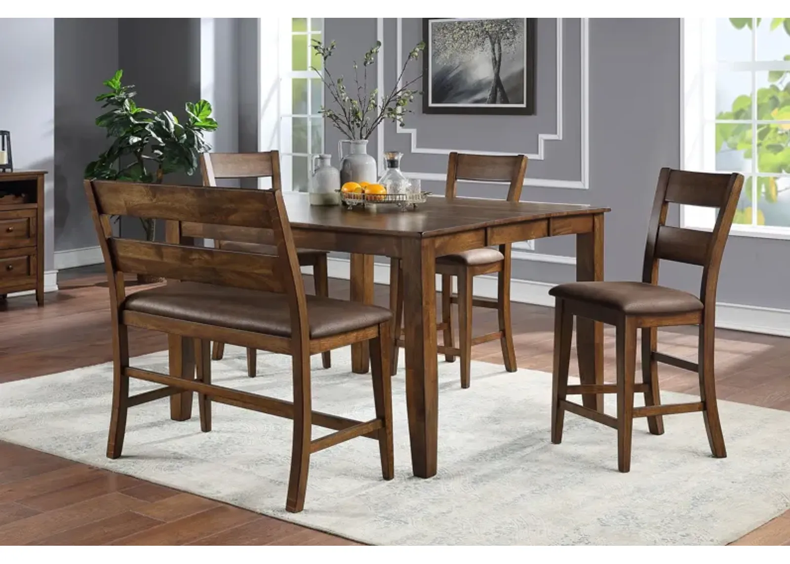 Mango Gathering Table + 4 Stools + Bench