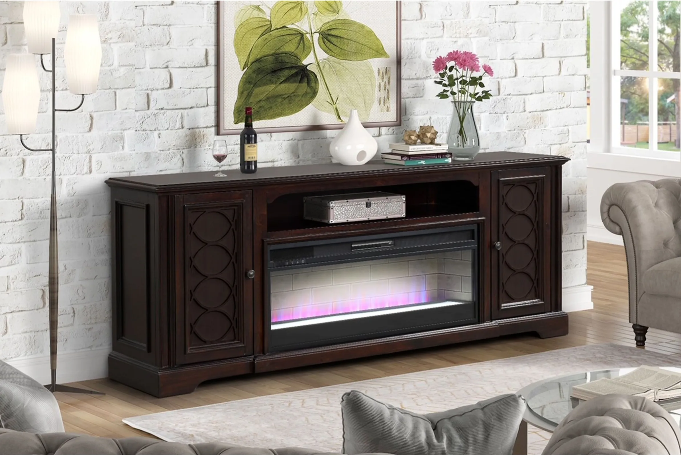 Brown Montgomery Fireplace TV Stand