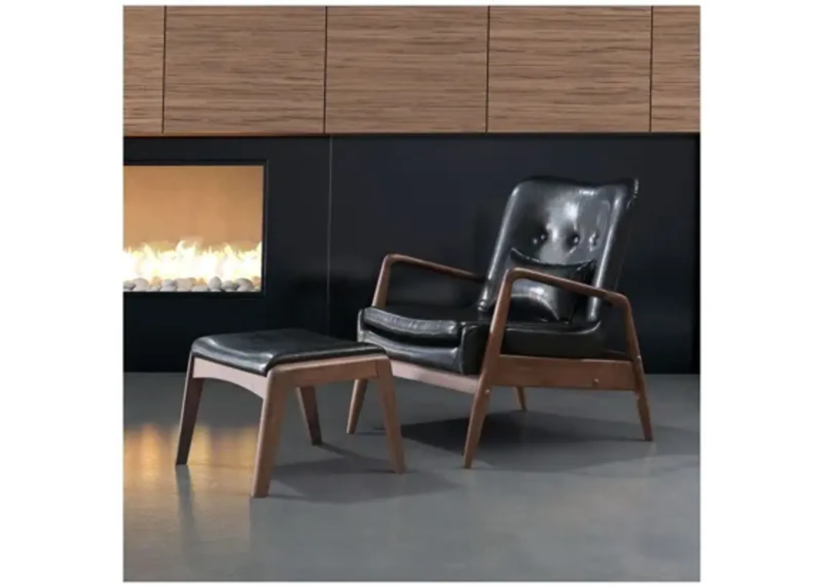 Bully Lounge Chair & Ottoman Black