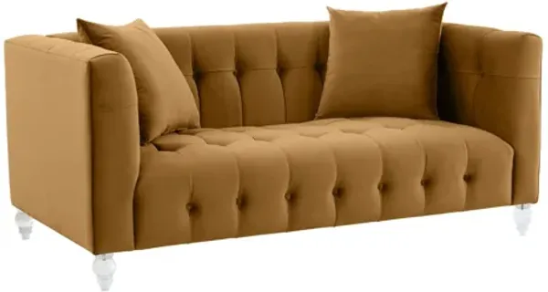 Bea Cognac Velvet Loveseat