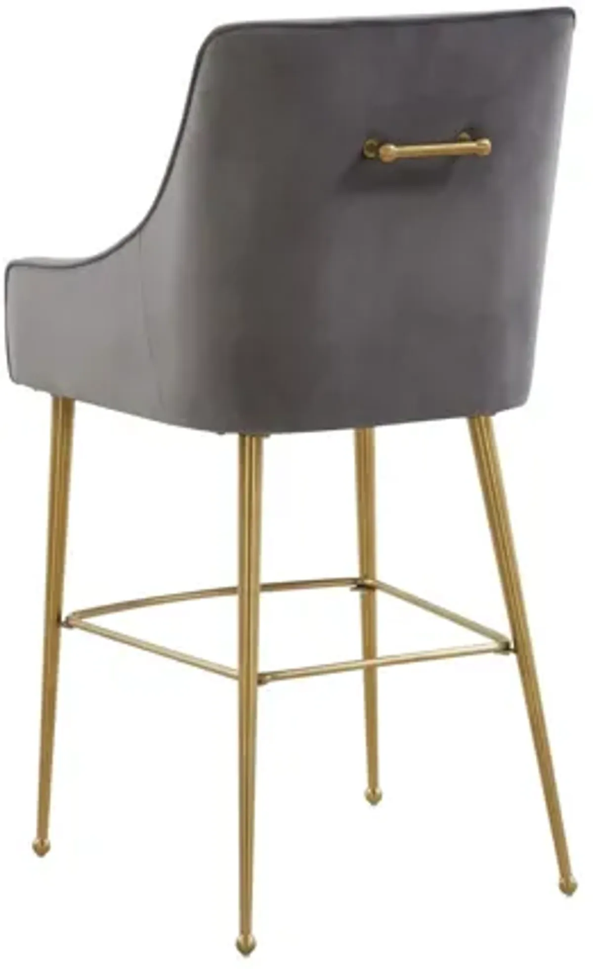 Beatrix Dark Grey Velvet Bar Stool - Gold Legs