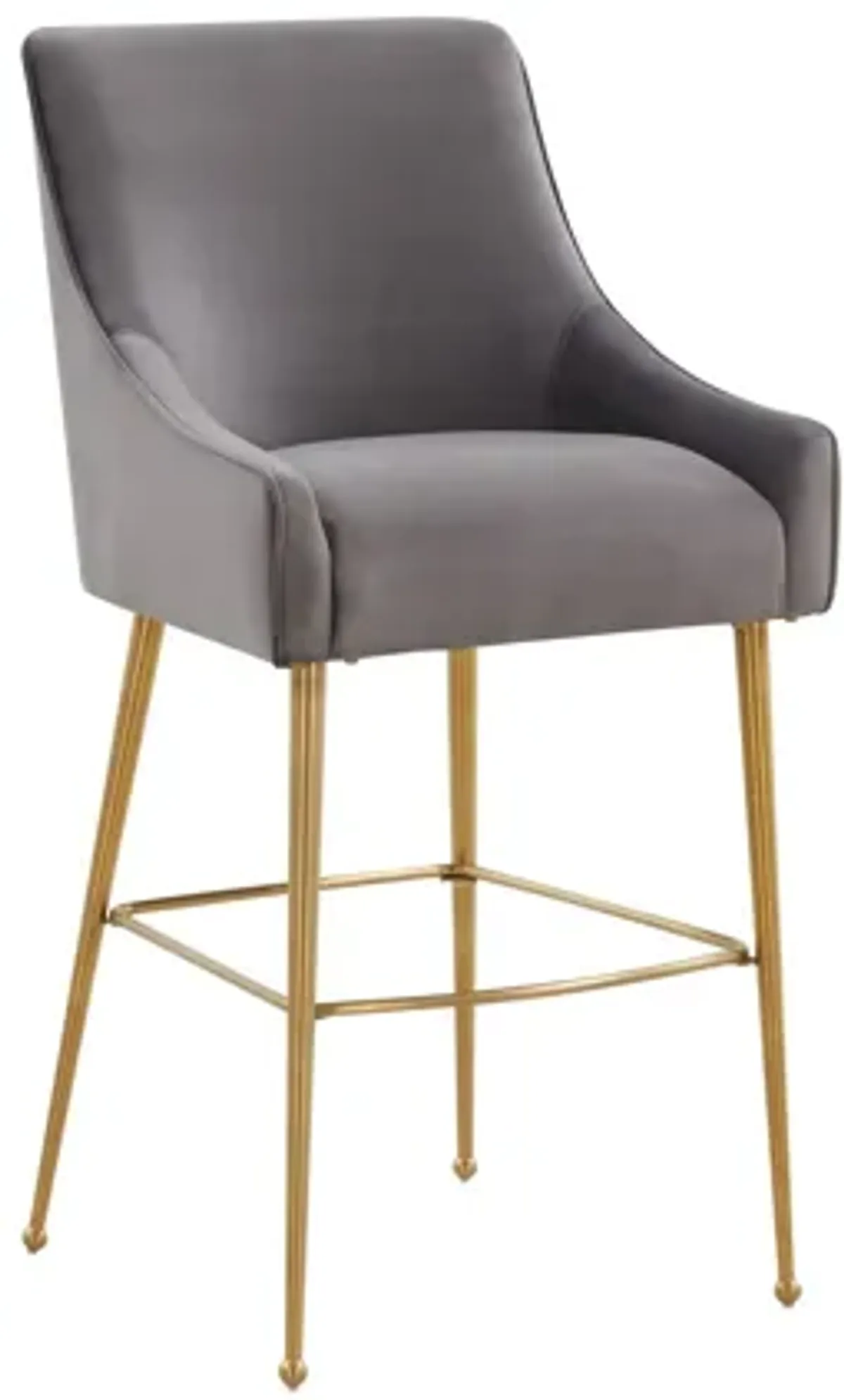 Beatrix Dark Grey Velvet Bar Stool - Gold Legs