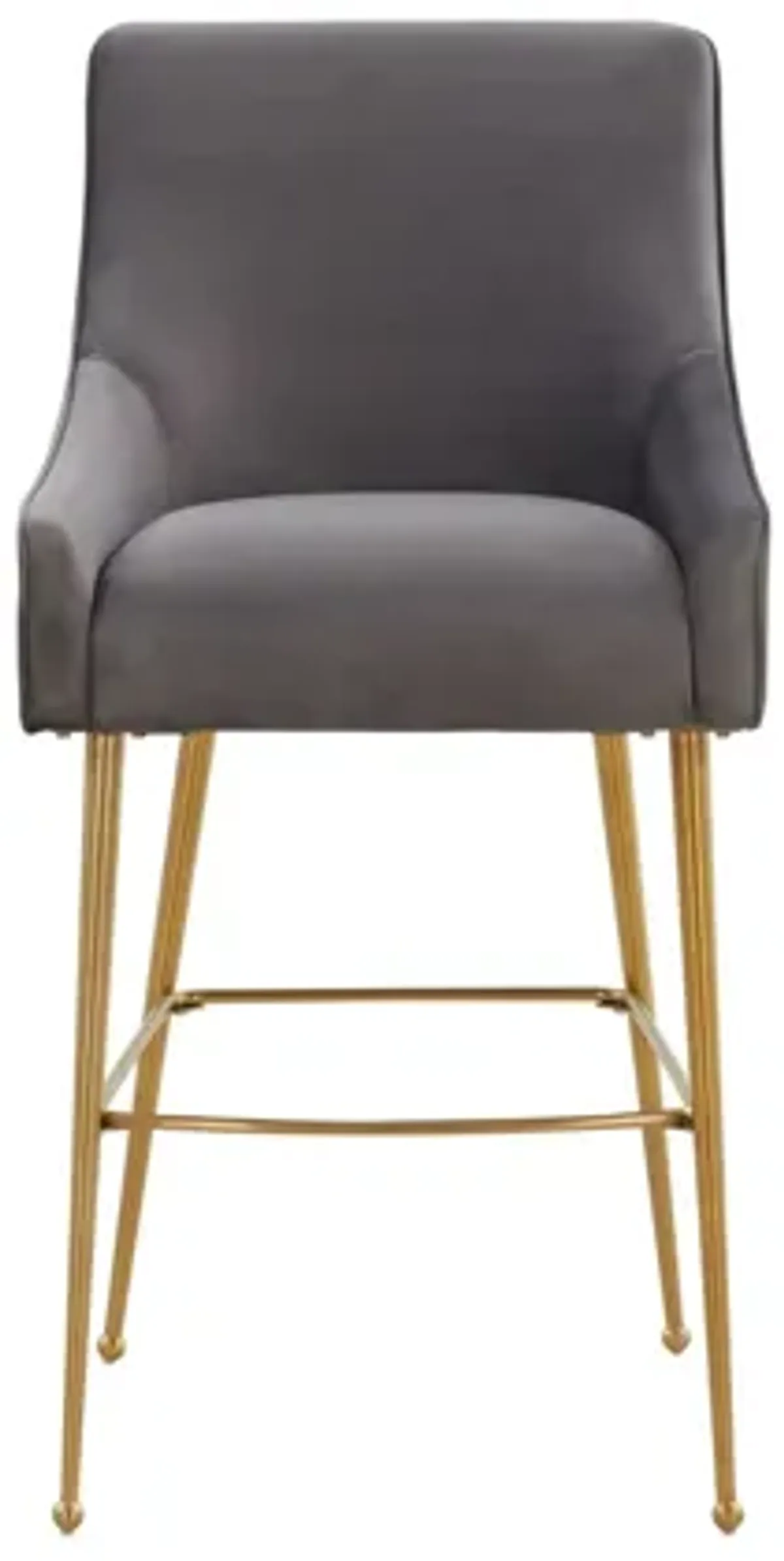 Beatrix Dark Grey Velvet Bar Stool - Gold Legs