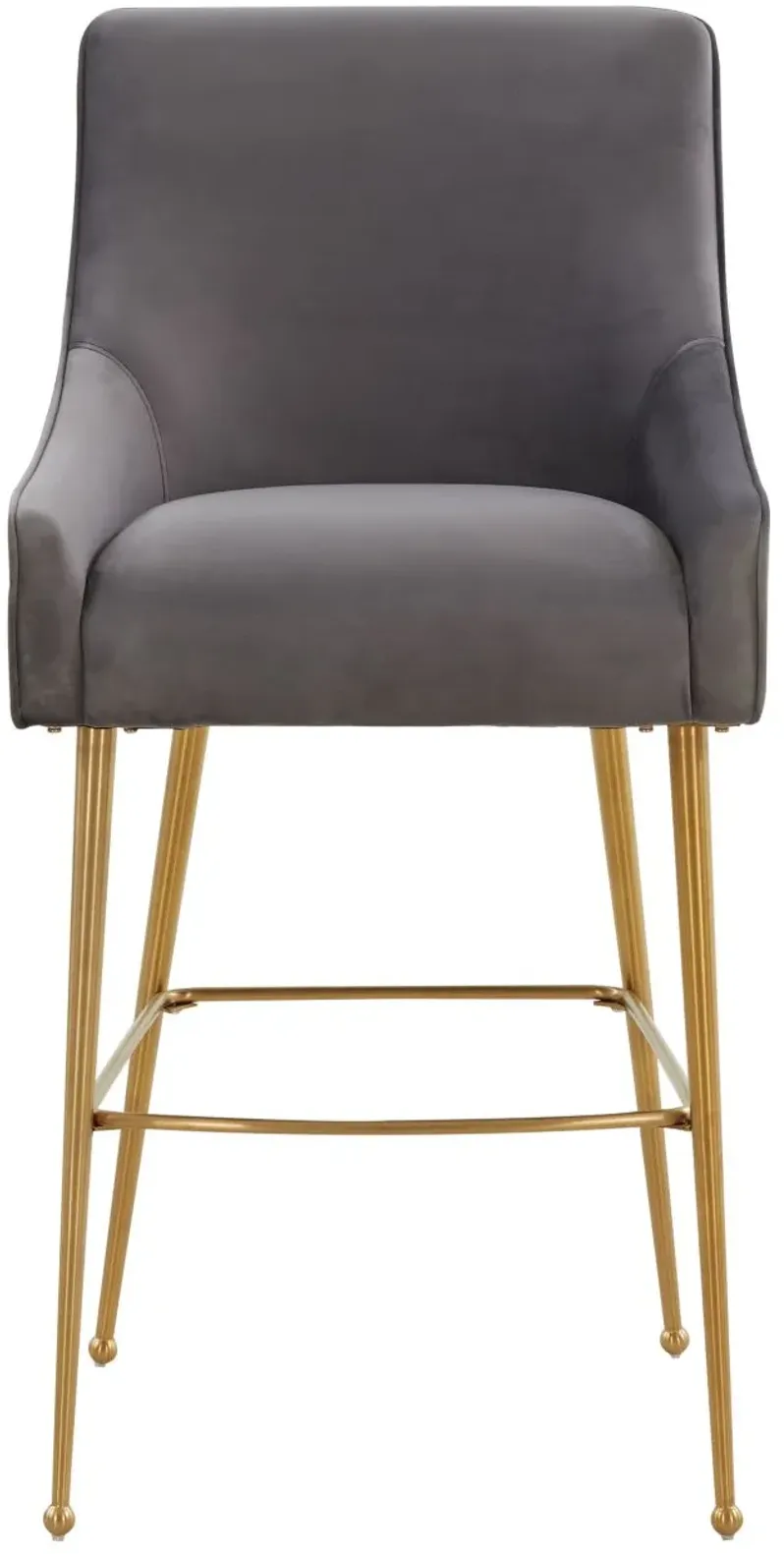 Beatrix Dark Grey Velvet Bar Stool - Gold Legs