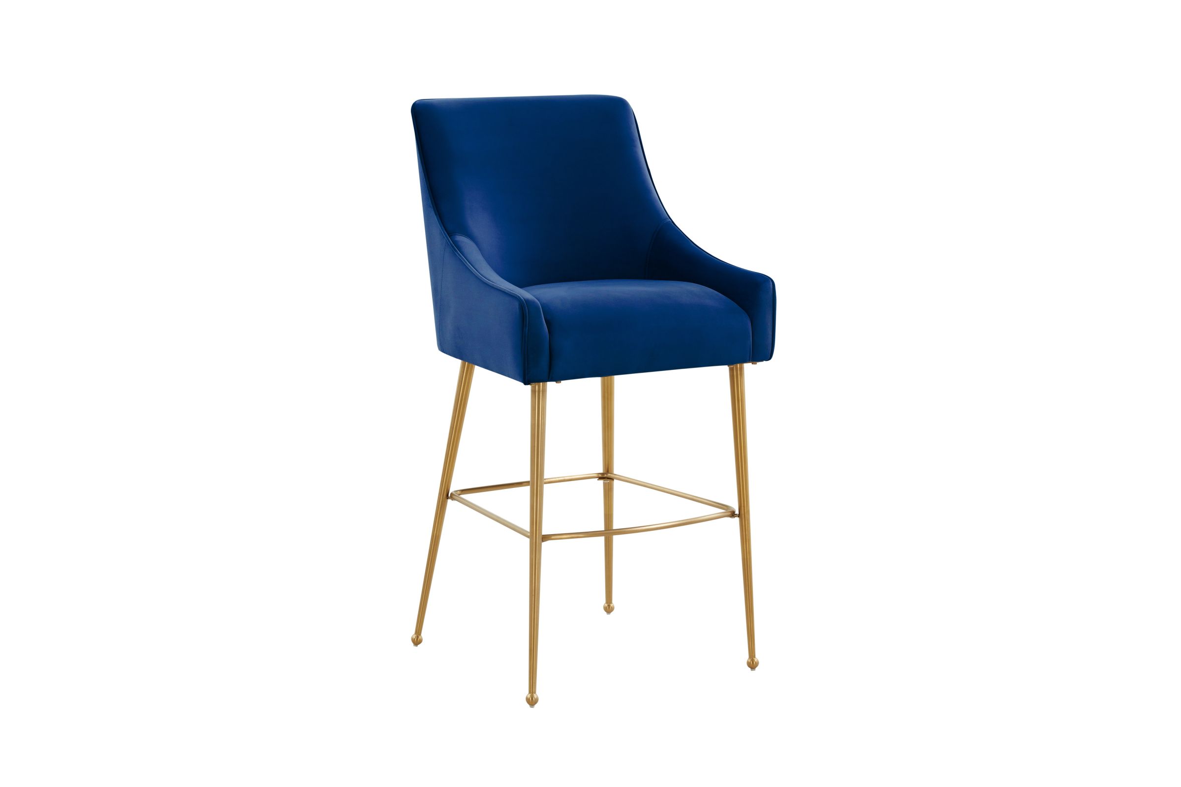 Beatrix Navy Velvet Bar Stool Gold Legs