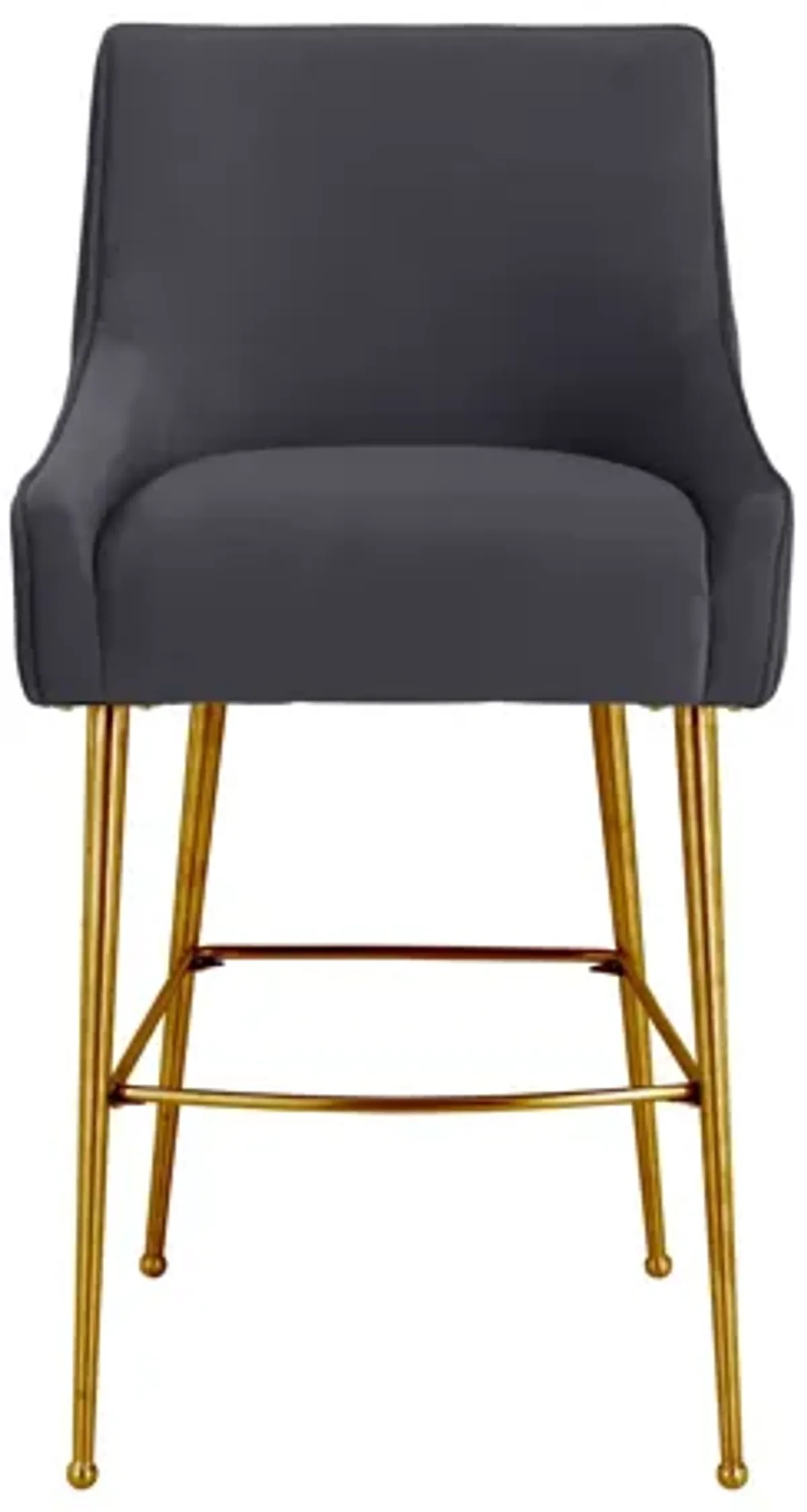 Beatrix Pleated Dark Grey Velvet Bar Stool