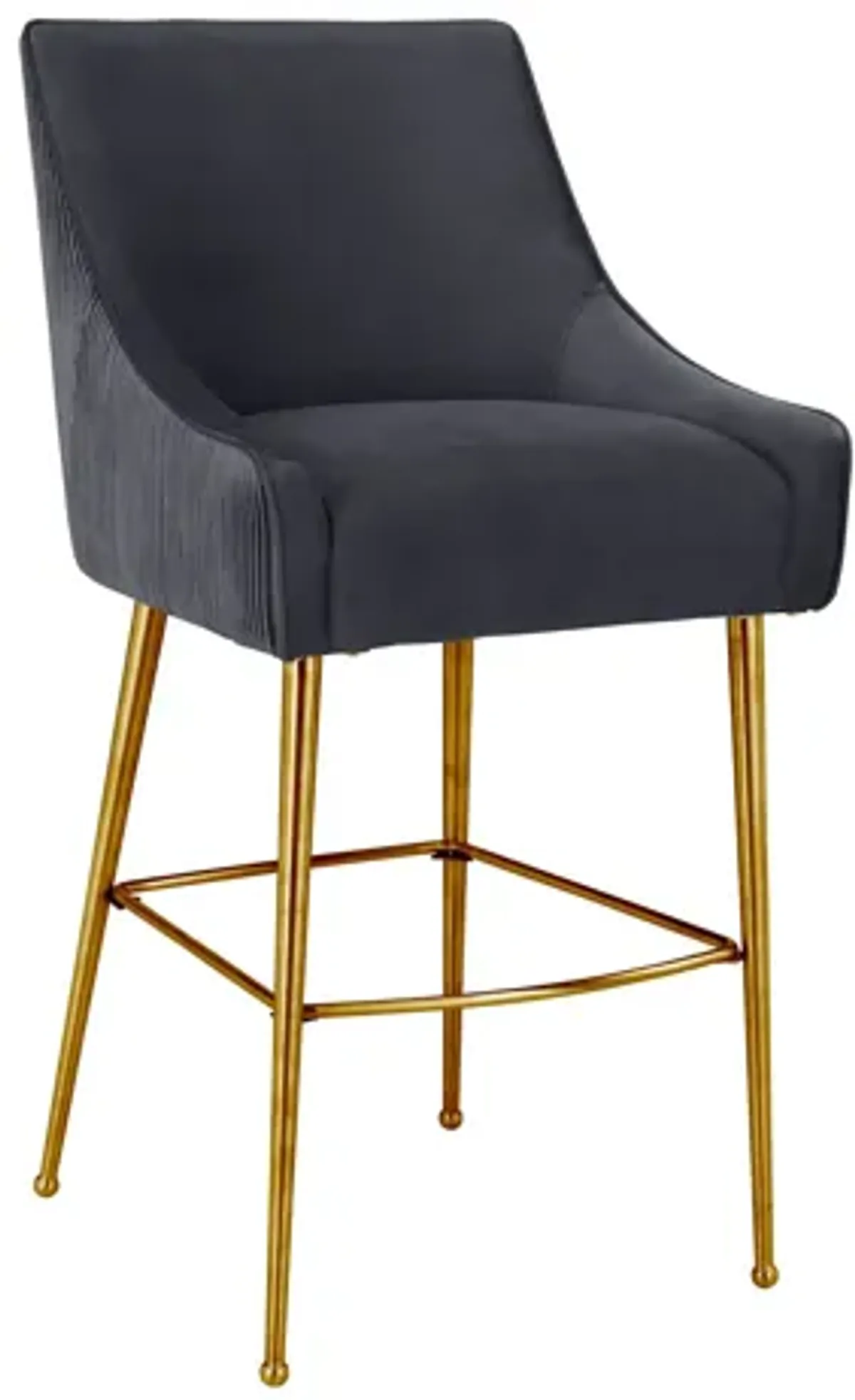 Beatrix Pleated Dark Grey Velvet Bar Stool