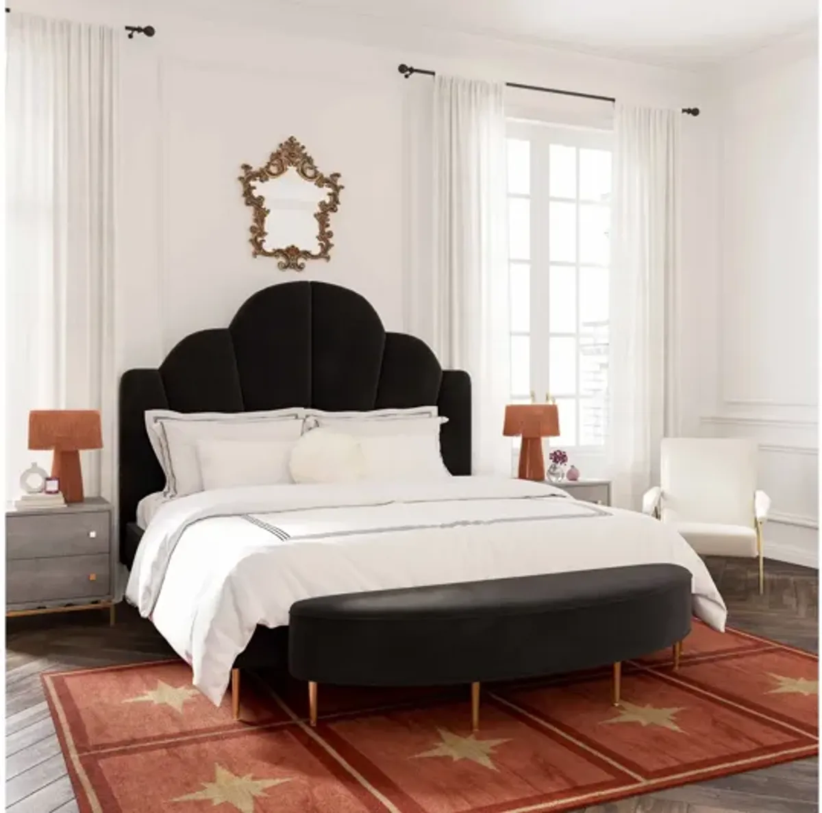 Bianca Black Velvet Bed in King