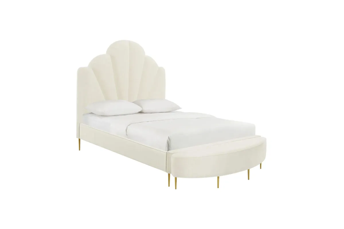 Bianca Cream Velvet Bed in Full