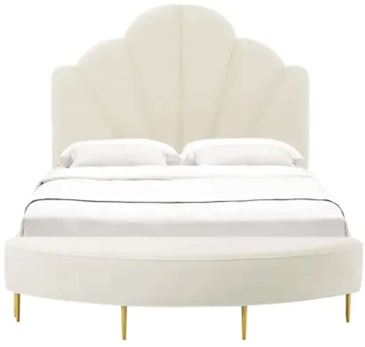 Bianca Cream Velvet Bed in Full