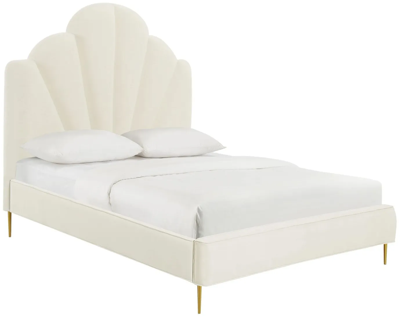 Bianca Cream Velvet Bed in Full
